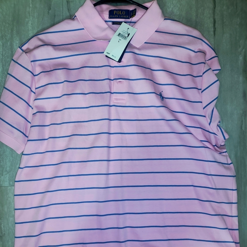 Polo by Ralph Lauren Pink Shirt with Blue Stripes